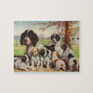 mamma och valpar för springerspaniel pussel