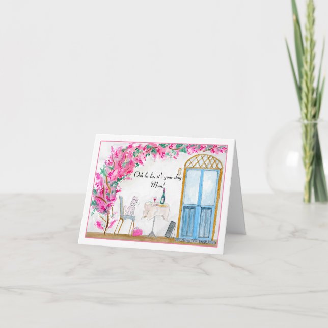 Mamma Oh La Pudel Paris Birthday Kort (Framsida)