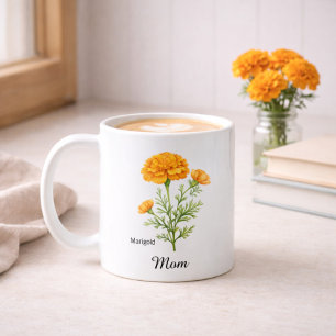 Mamma Oktober Födelsblomma Sammetblomma Kaffemugg