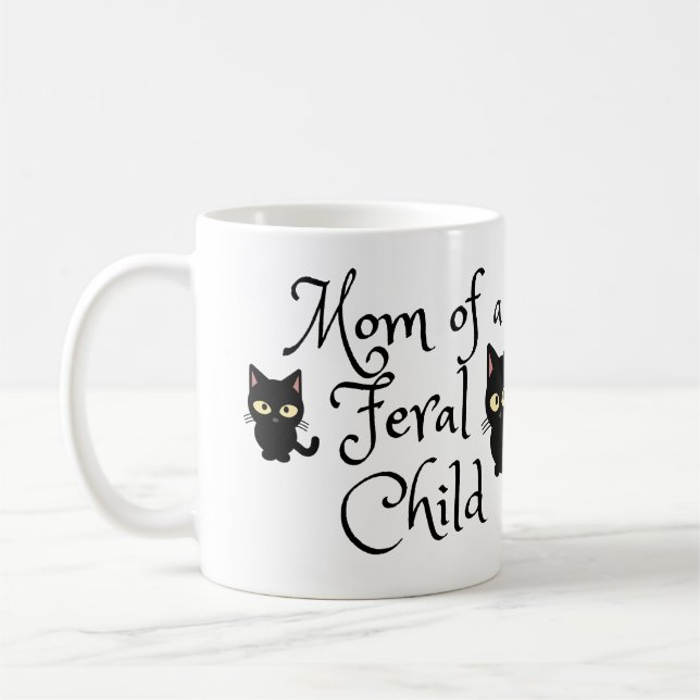 Mamma om ett feralt barn med Svarta katter design Kaffemugg (Vänster)