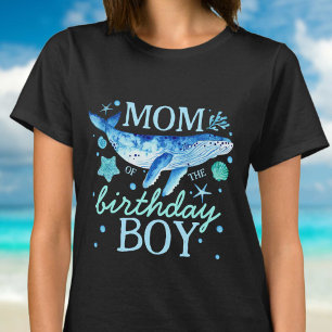 Mamma om födelsedagspojken under havets vattenfärg t shirt