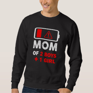 Mamma om två pojkar och en flicka Mors dag Lång Ärmad Tröja