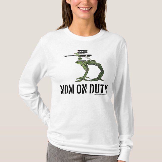 Mamma on Duty Robot Soldier T Shirt (Framsida)