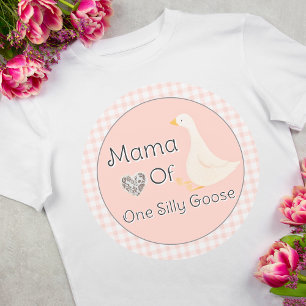 Mamma One Fånig Goose Rosa Gingham Födelsedagsfest T Shirt