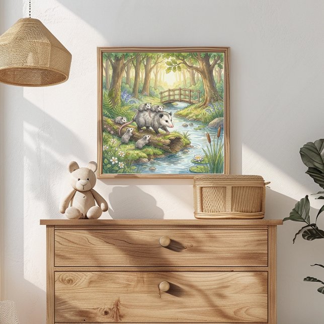 Mamma Opossums och ungar Nursery Poster (Skapare uppladdad)