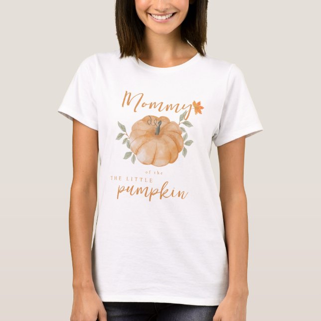 Mamma Orange Little Pumpkin Fall Baby Shower T Shirt (Framsida)