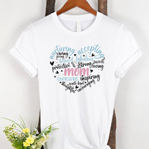 Mamma Ord Cloud Blue och Rosa Heart T Shirt