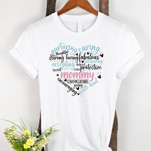 Mamma Ord Cloud Blue och Rosa Heart T Shirt