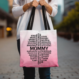 Mamma Ord Cloud Namn Rosa Ombre Tygkasse