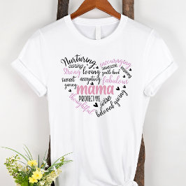 Mamma Ord Cloud Rosa och svart Heart Mor T Shirt