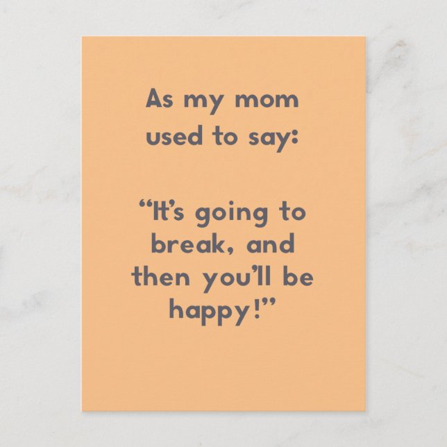 Mamma Ord: Det går till Break och sen... Vykort (Framsida)