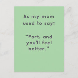 Mamma Ord: Fart och du känner bättre Roligt Vykort