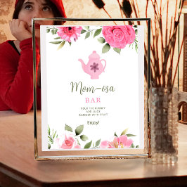 Mamma-osa A Baby brinner blommande babyskor för Ro Poster