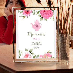 Mamma-osa A Baby brinner blommande babyskor för Ro Poster