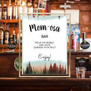 Mamma-osa Äventyr Awaits Rustic Forest Baby Shower Poster