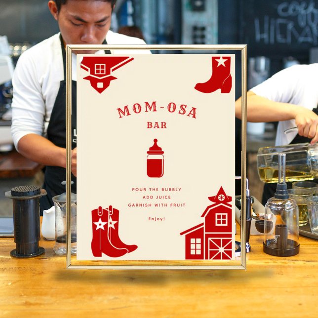 Mamma-osa Flaskor & Boots Cowboy Retro Baby Shower Poster (Skapare uppladdad)