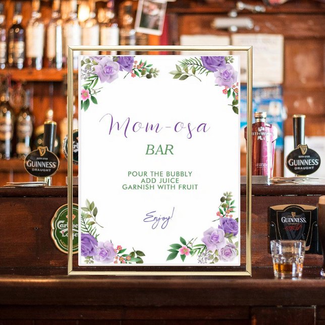 Mamma-osa Lila Vår Blommigt Girl Baby Shower Poster (Skapare uppladdad)