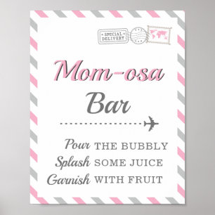 Mamma-osa Mimosa Bar Drink Resa Flygplan Party Poster