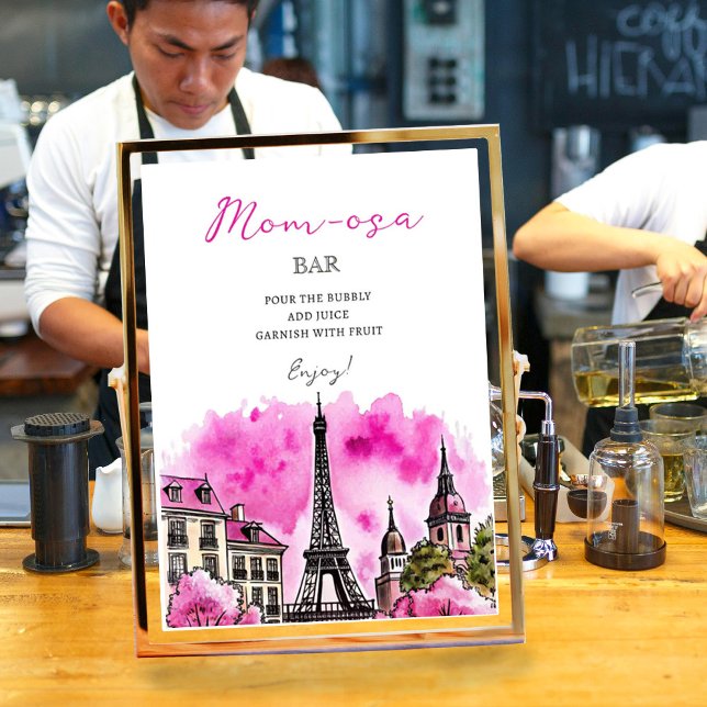 Mamma-osa Paris Fransk Bonjour Bebe Baby Shower Poster (Skapare uppladdad)