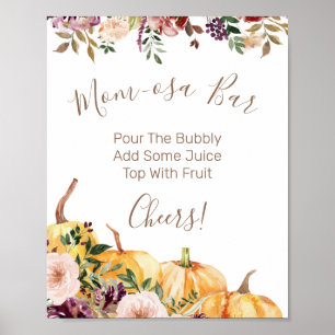 Mamma-osa Pub Blommigt Pumpkin Baby Shower Sign Poster