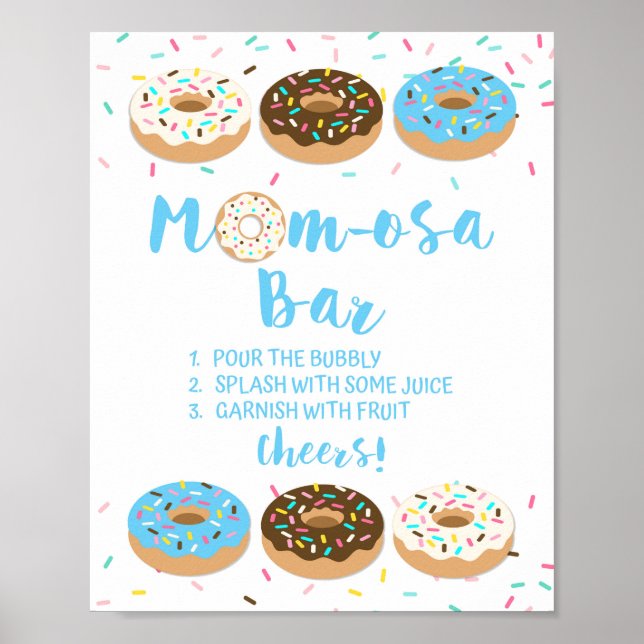 Mamma-osa Pub Blue Donut Sprinkle Shower Sign Poster (Framsidan)