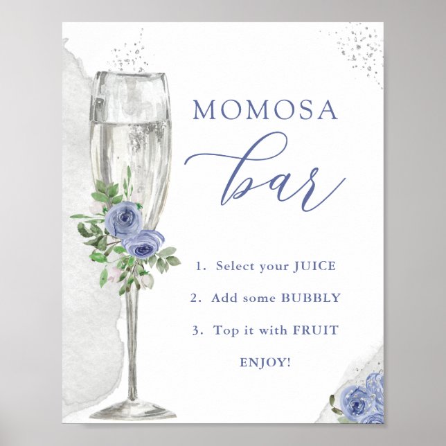 "MAMMA"osa Pub, Blue Silver Flowers & Glass, Showe Poster (Framsidan)