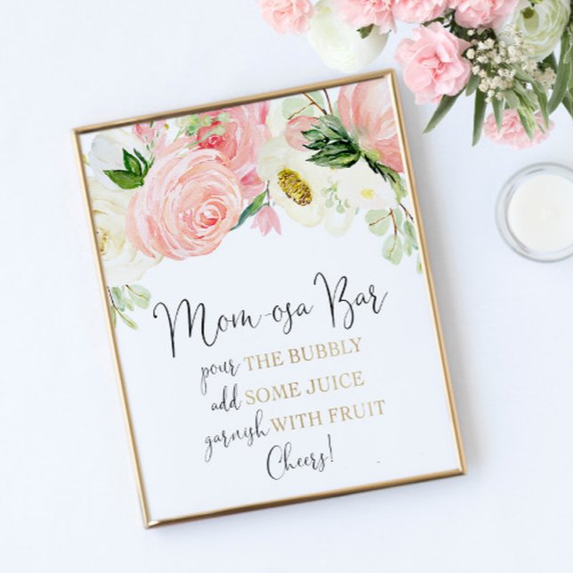 Mamma-osa pub mimosa pub rosa guld blommigt poster (Skapare uppladdad)