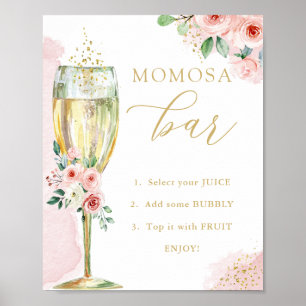 "MAMMA"osa Pub, Rosa Guld Flowers & Glass, Shower Poster