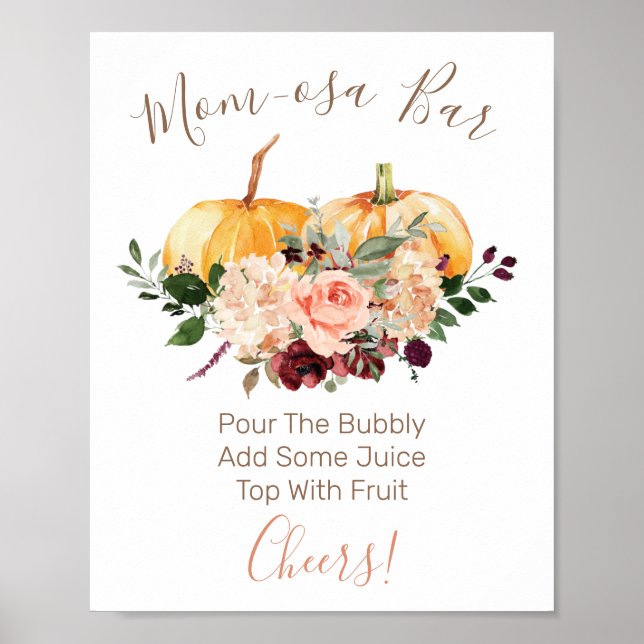 Mamma-osa Pub Twin Pumpkin Baby Shower Sign Poster (Framsidan)