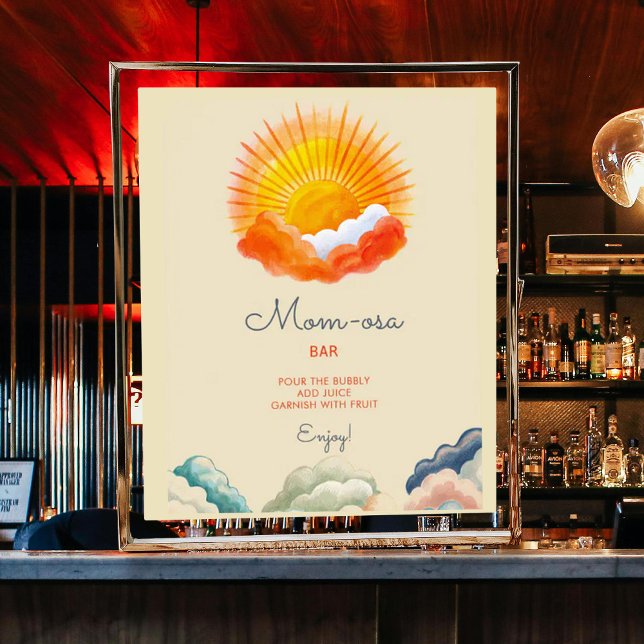 Mamma-osa Sunshine and Clouds Retro Baby Shower Poster (Skapare uppladdad)