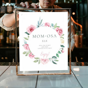 Mamma-osa Vår blommor Rosa Baby Shower Baby Shower Poster