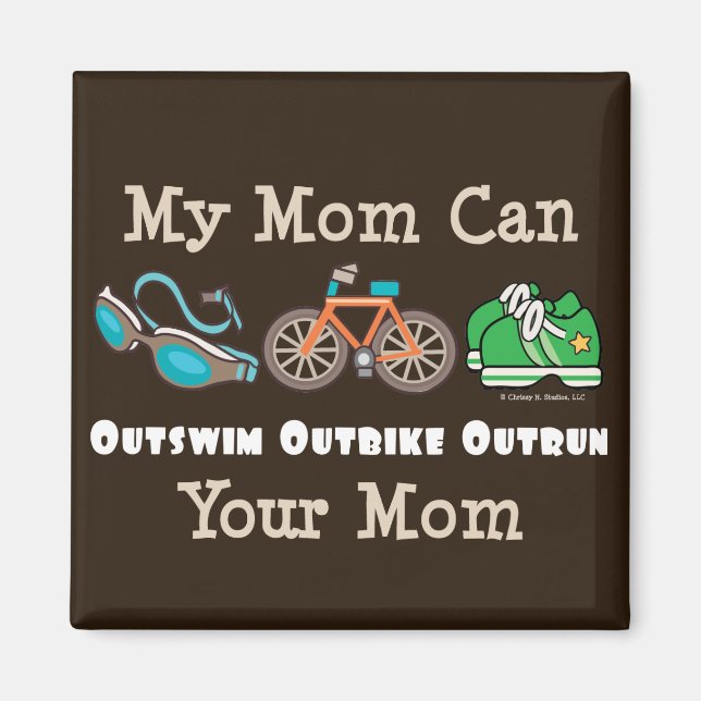 Mamma Outsimfare Outcycle Outrun Triathlon Magnet (Framsidan)
