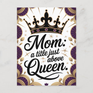 Mamma över drottning Krona Mors dag Elegant Helg Vykort