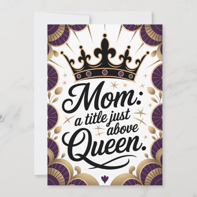 Mamma över drottning Krona Mors dag Elegant Inbjudningar (Framsida)