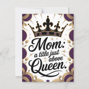 Mamma över drottning Krona Mors dag Elegant Vykort