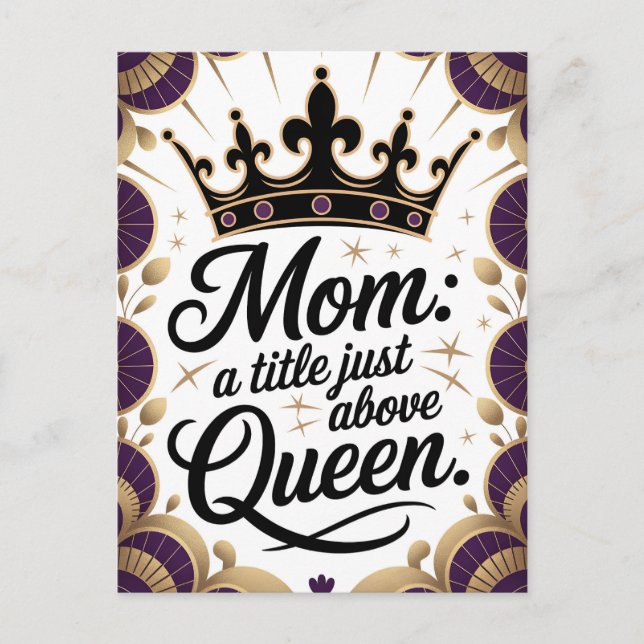 Mamma över drottning Krona Mors dag Elegant Vykort (Framsida)
