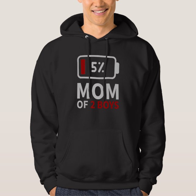 Mamma på 2 Boys med låg batteritid morsa-familjen  Hoodie (Framsida)