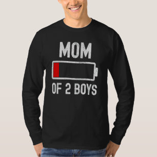 Mamma på 2 orgar Sarkastic Mor med låg batterilöse T Shirt