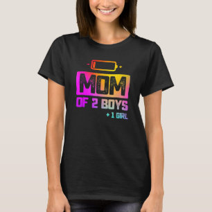 Mamma på 2 pojkar 1 flicka - låg batterinivå t shirt
