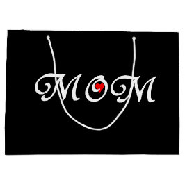 Mamma på Black Background med Red Heart-presentsäc