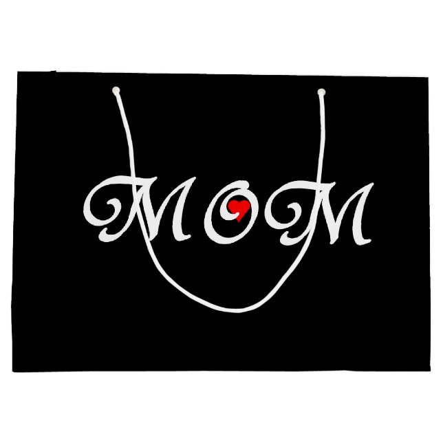 Mamma på Black Background med Red Heart-presentsäc (Baksidan)