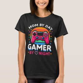 Mamma på dagen, gamer på natten: Retro solnedgång  T Shirt
