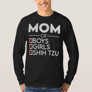 Mamma på en pojke, en flicka och en Shih Tzu T Shirt