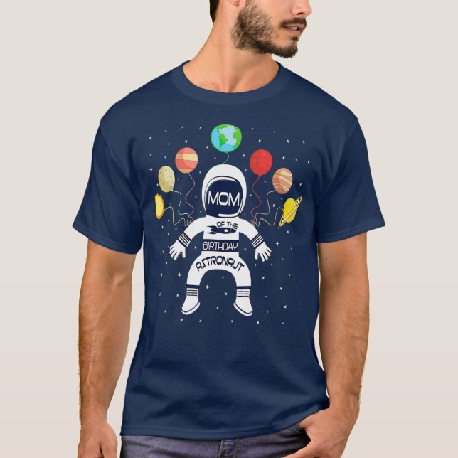 Mamma på födelsedagets astronaut Boy and Girl Spac T Shirt (Framsida)