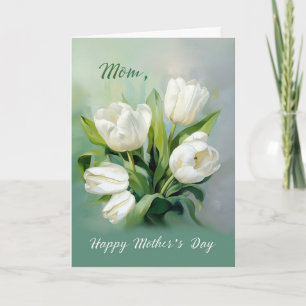Mamma på Mors dag White Tulips i Watercolor Kort