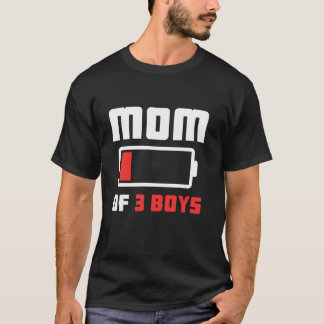 Mamma på tre boys Funny Mor-dagen T Shirt