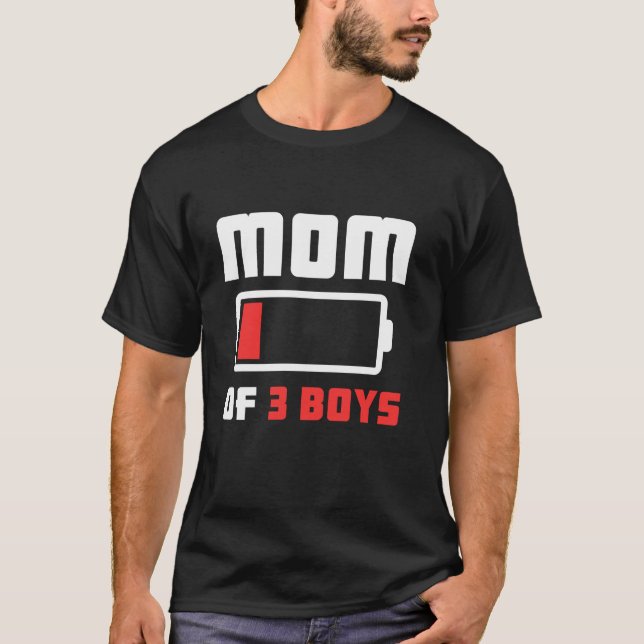 Mamma på tre boys Funny Mor-dagen T Shirt (Framsida)