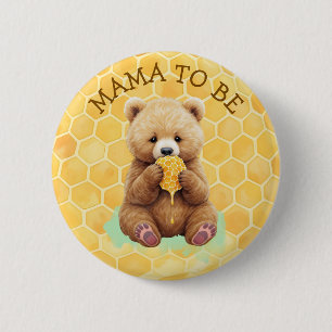 Mamma på väg Björn-tema pojk-baby shower Knapp