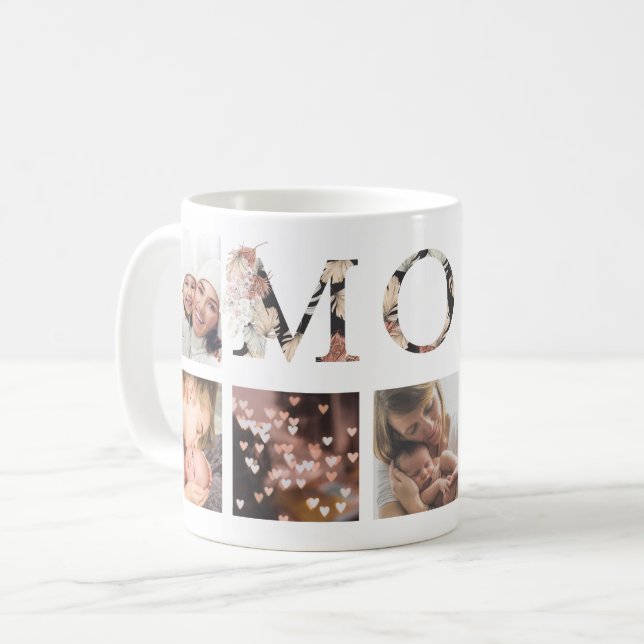 MAMMA Pampas Anpassningsbar Boho Modern Multi Phot Kaffemugg (Framsida vänster)