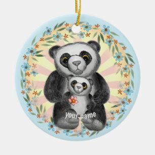 Mamma Panda Bear-användarnamn Julgransprydnad Keramik